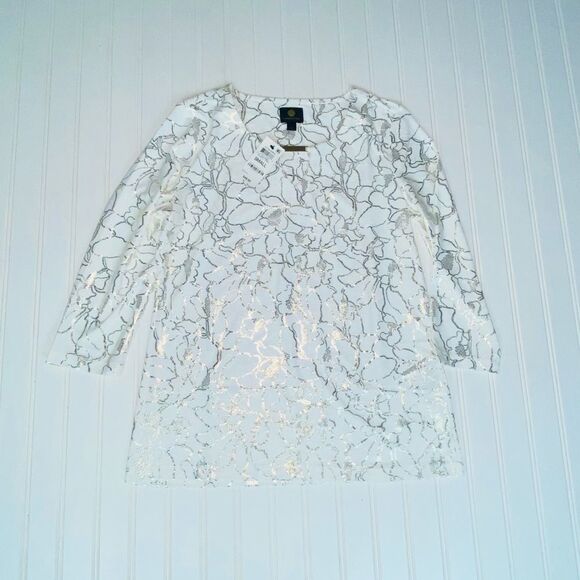 JM Collection Embroidered Hardware Eggshell Top Size S - Picture 2 of 7